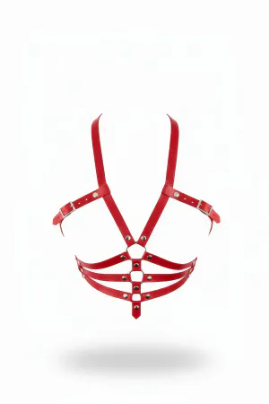 Red Women's Belt Multi-Strap Ring Detailed Body Accessory - APFT32