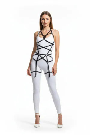 Black Leather Body Harness Strappy Fashion Accessory