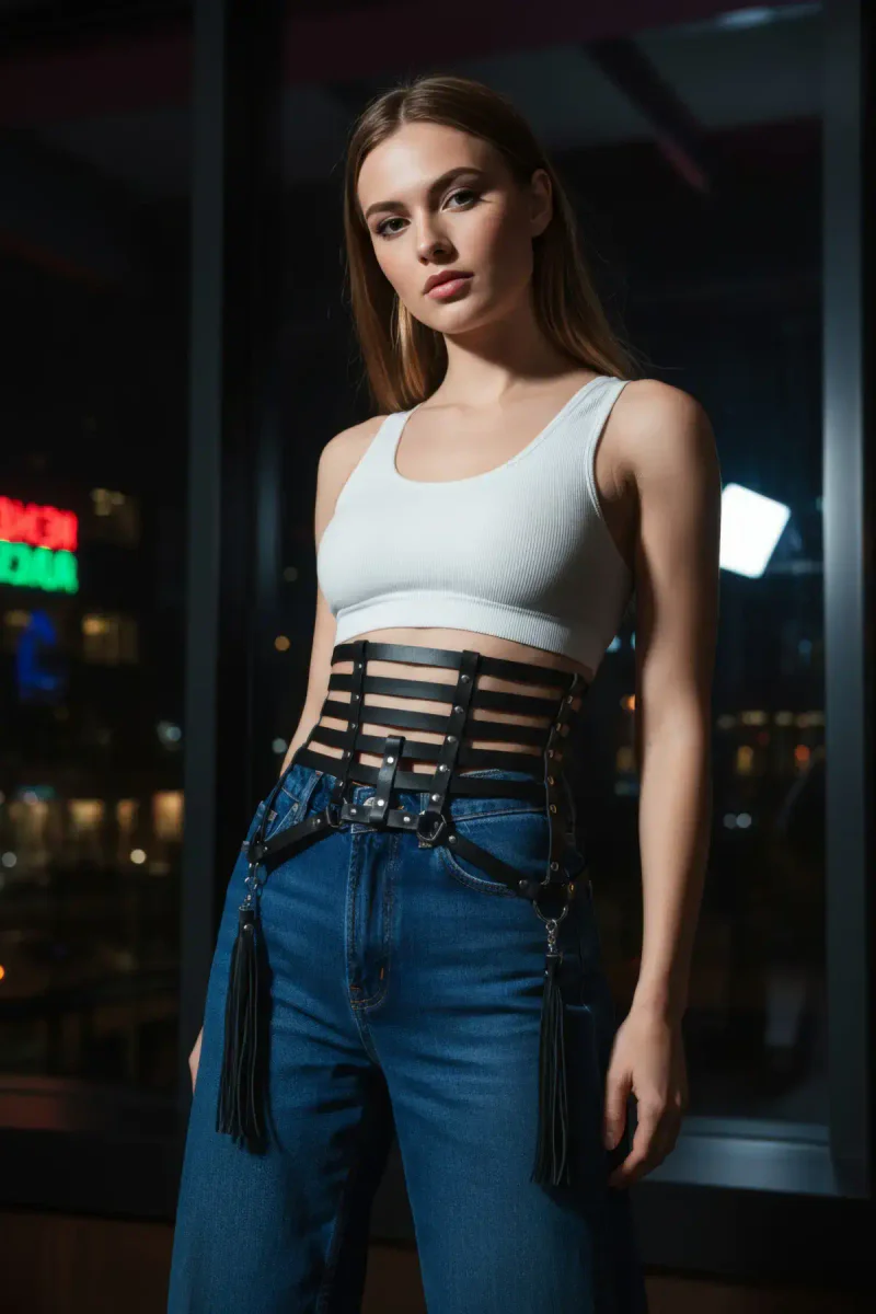 Black Multi-Strap Faux