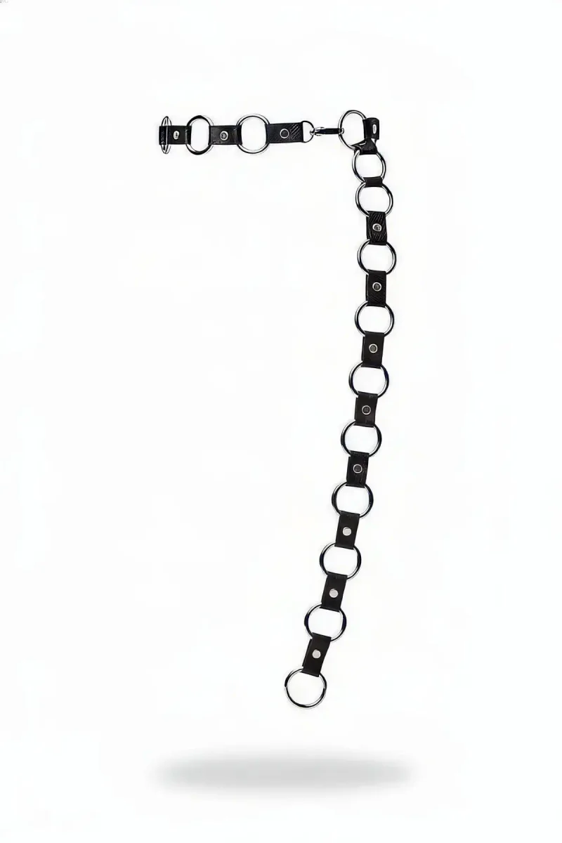 Black Faux Leather O-Ring Waist Harness Belt Adjustable