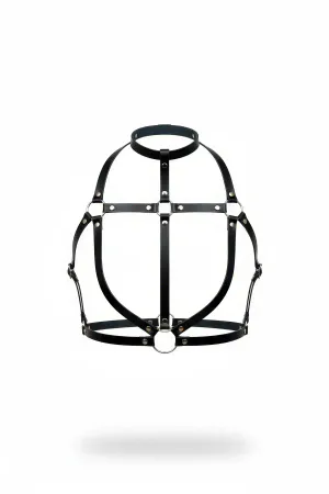 Caged Faux Leather Body Harness with O-Ring Details