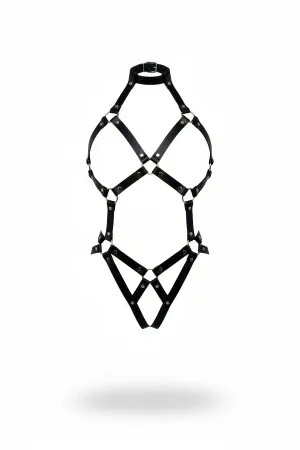 Full Body Harness Faux Leather Adjustable Straps Black