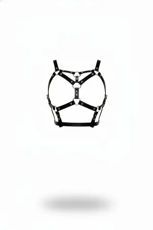 Black Women's Belt Leather Multi-Strap Ring Detailed Body Accessory - APFT580