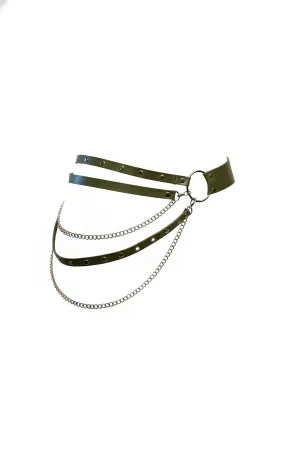 Khaki Women's Belt Chain Detailed Multiple Drawstring Waist Accessory - APFT586