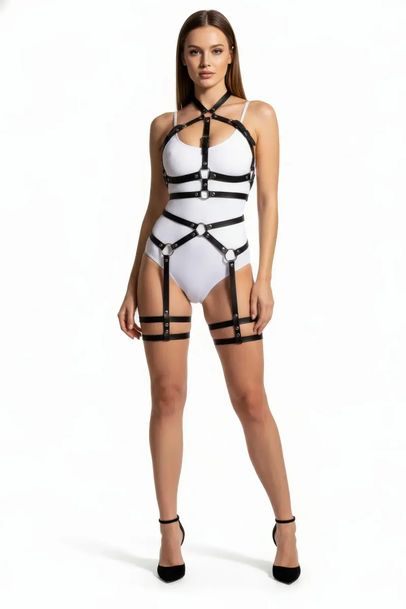 Vegan Leather Garter Harness
