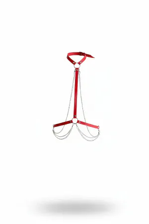 Red Women's Belt Faux Leather Ring Detailed Body Accessory - APFT5