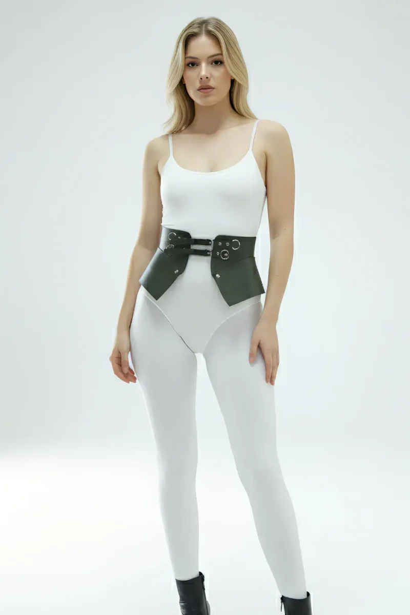 Festival dark green faux leather was
