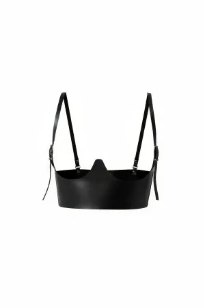 Black Women's Belt Corset Model with Shoulder Detail - APFT614