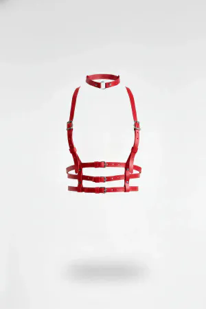 Red Women's Belt Leather Multi-Stripe Buckle Body Accessory - APFT615