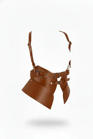 Tan Women's Belt Wide Corset Waist Accessory with Leather Buckle - APFT616