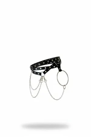 Black Women's Belt Chain Detailed Metal Ring Waist Accessory - APFT621