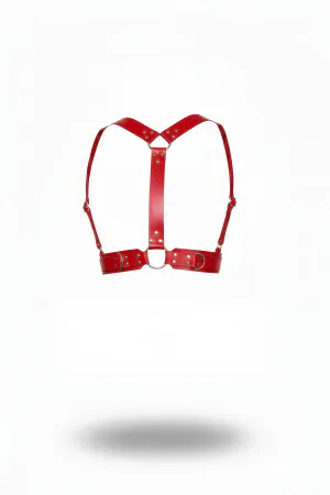 Red Women's Belt Faux Leather Shoulder Detailed Body Accessory - APFT631