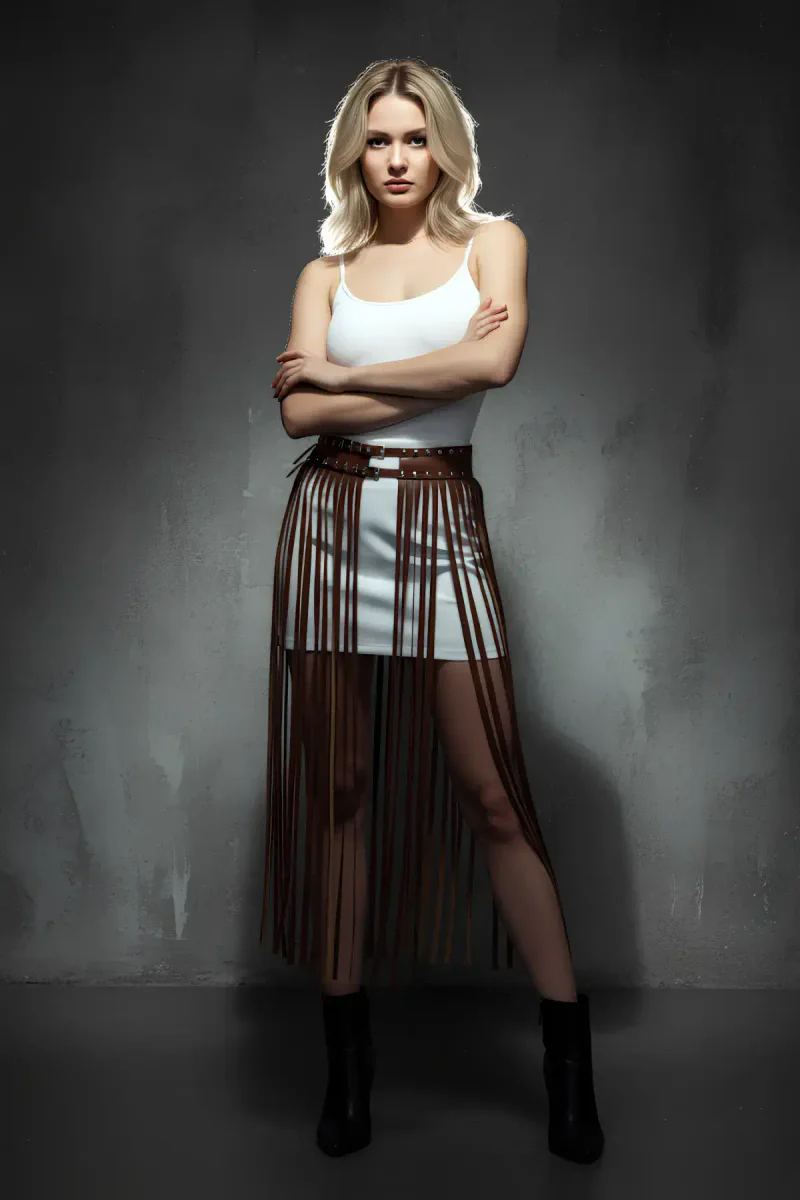 Vegan Leather Skirt Overlay Fashion Harness