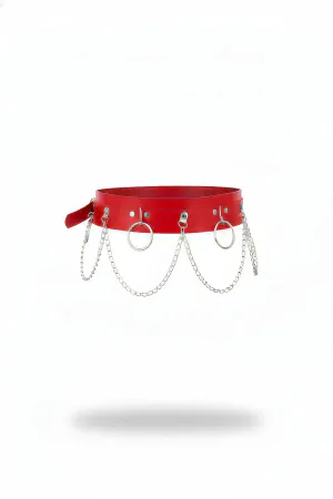 Red Women's Belt Thick Chain Detailed Waist Accessory - APFT639