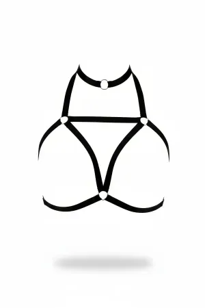 Black Chest Harness High Collar with O Ring Detail - APFT67