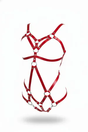 Red Body Harness | Adjustable Faux Leather Fashion Straps