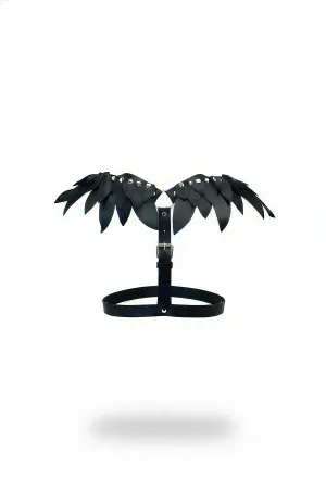 Winged Faux Leather Chest Harness Black Studded Shoulder Accessory Adjustable Buckle