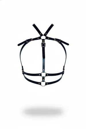 Black Women's Belt Leather Body Accessory with Ring Detail - APFT728