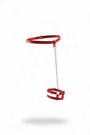 Red Garter Harness with Leather Chain Detail - APFT745
