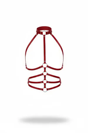 Red Women's Belt & Ring Detailed Multi-Strap Body Accessory - APFT749