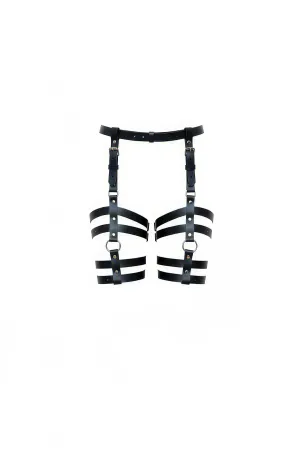 Black Faux Leather Multi-Strap Garter Harness Adjustable Buckles