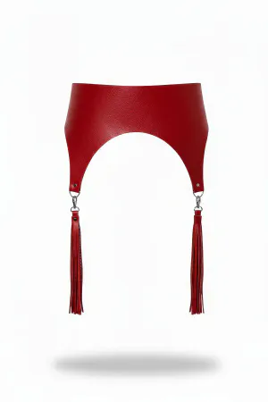 Red Women's Belt Thick Tasseled Wide Waist Accessory - APFT788