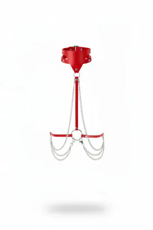Red Women's Belt Chain Detailed Leather Body Accessory - APFT7