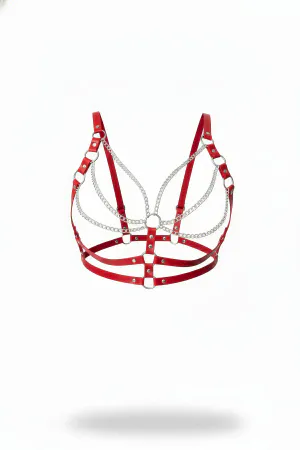 Red Women's Belt Chain Detailed Metal Ring Accessory - APFT808