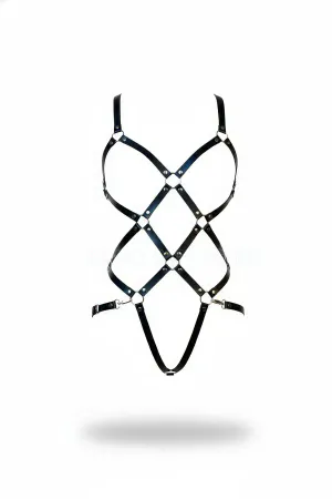 Men's Leather Body Cage Harness - Adjustable Straps