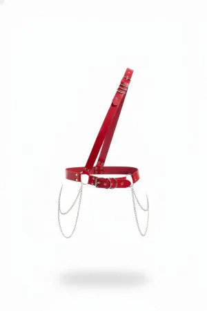 Red Women's Belt Faux Leather Belt with Shoulder Detail - APFT813