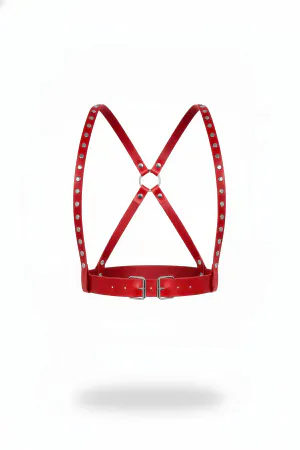 Red Women's Belt Stud Detailed Body Harness Belt - APFT817