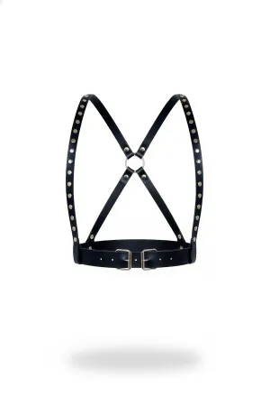 Black Women's Belt Studded Cross Body Accessory - APFT817