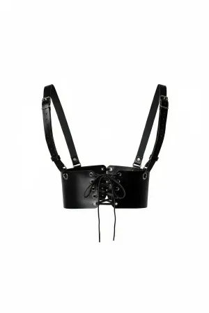 Black Women's Belt Wide Corset Belt with Lacing Detail - APFT822