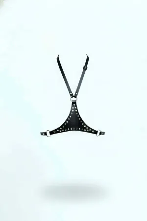 Black Women's Belt Leather Body Accessory with Stud Detail - APFT850
