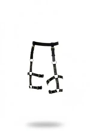 Black Faux Leather Leg Harness Garter Multi-Strap Buckle Detail