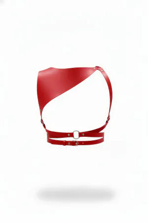 Red Women's Belt Wide Leather Body Accessory with Shoulder Detail - APFT903