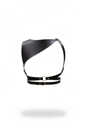 Black Women's Belt Asymmetrical Cut Leather Harness - APFT903