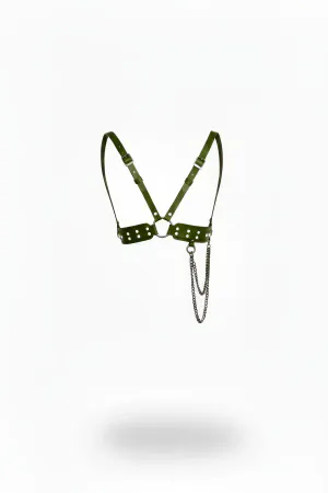 Khaki Women's Belt Chain Detailed Studded Body Accessory - APFT908