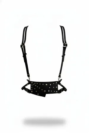 Black Women's Belt Studded Leather Body Accessory - APFT918
