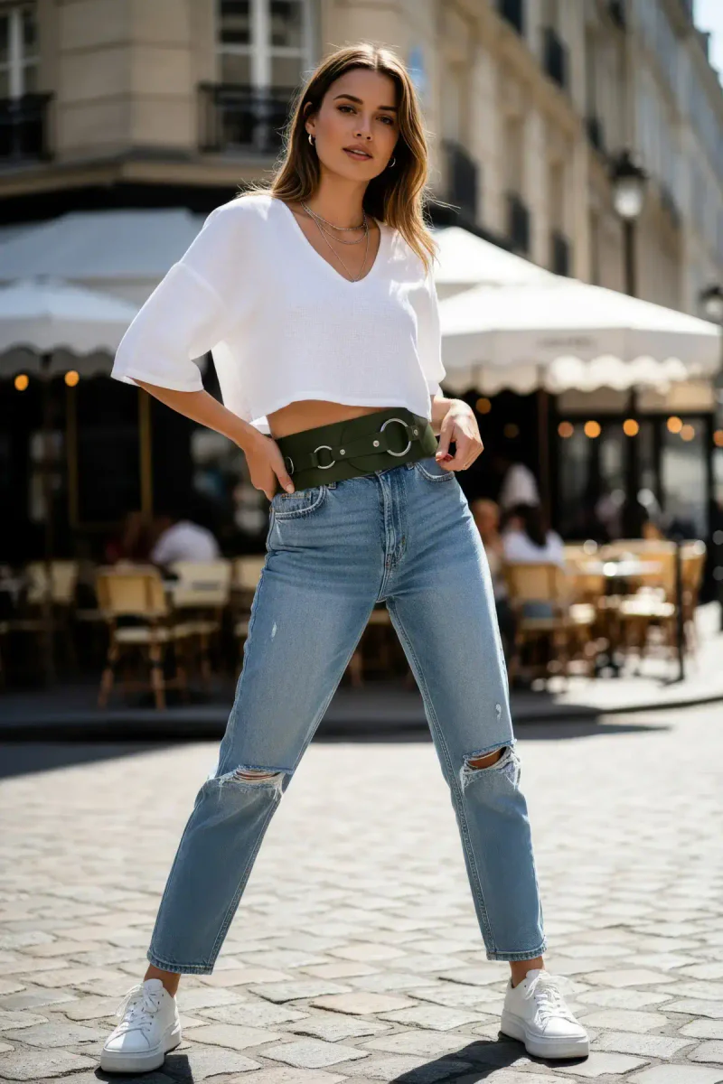 Wide Waist Cinch Belt Front