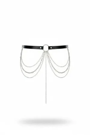 Black Women's Belt Multi-Layered Chain Detailed Waist Accessory - APFT922
