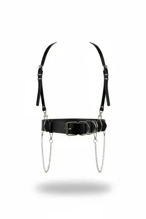 Black Women's Belt Chain Detailed Shoulder Body Accessory - APFT939