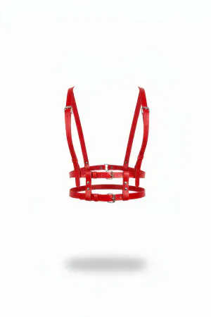 Red Women's Belt Faux Leather Multiple Buckle Body Belt - APFT941