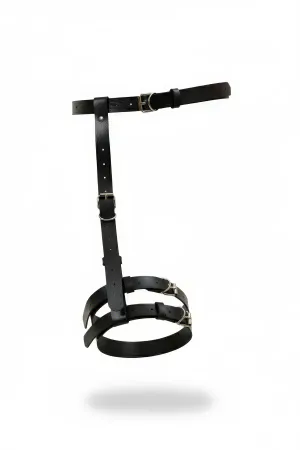 Black Garter Harness Leather Single Leg with Adjustable Buckle - APFT957