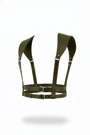 Khaki Women's Belt Shoulder Detailed Faux Leather Body Accessory - APFT966