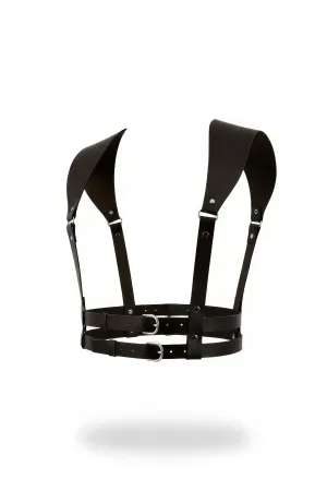 Black Women's Belt Leather Shoulder Detailed Double Buckle Body Accessory - APFT966