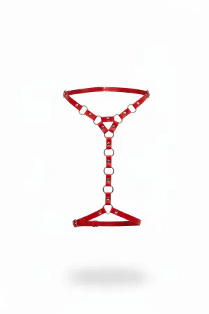 Red Garter Harness Faux Leather with Metal Ring - APFT973
