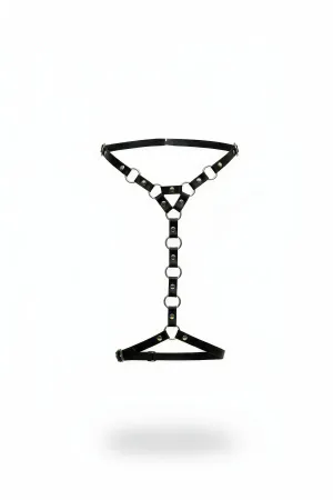 Black Garter Harness Leather Metal Ring Body Accessory - APFT973