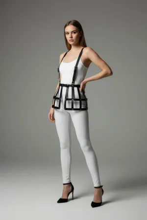 Black Skirt Leather Cage Detailed Skirt High Waist Skirt - APFT983