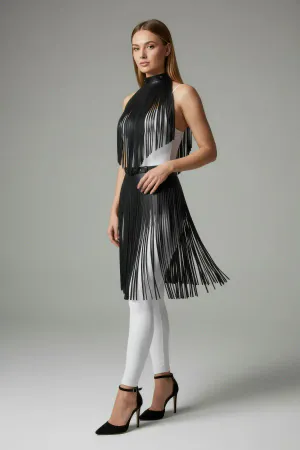 Black Skirt Leather Stripe Detailed Skirt High Waist Skirt - APFT997